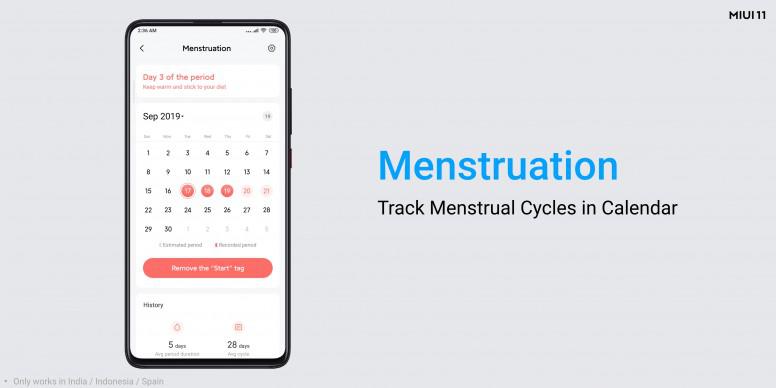 Keep a record of menstrual cycles in the Calendar.
